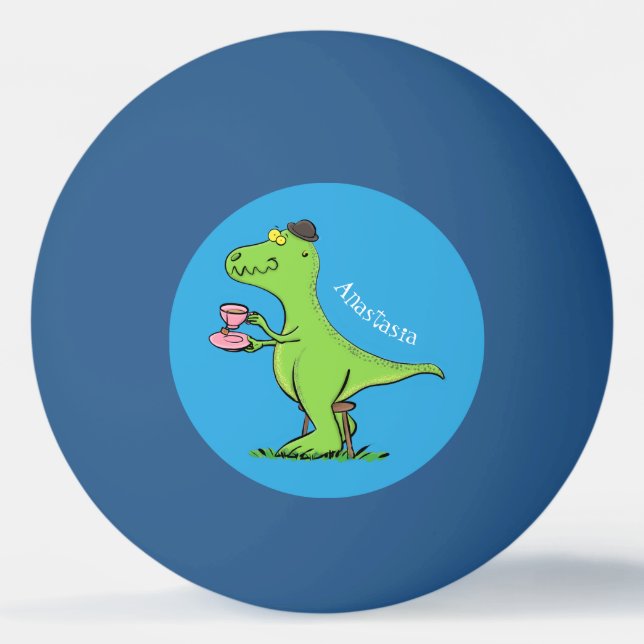 Niedliches, lustiges Grün zum Rex-Dinosaurier-Cart Tischtennisball (Vorderseite)