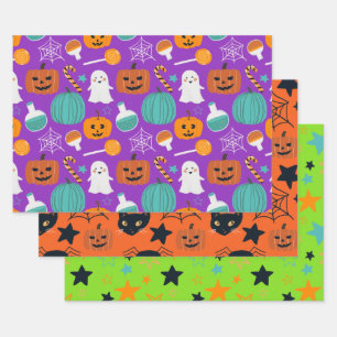 Niedliches lustiges Halloween-Muster für Kinder Geschenkpapier Set