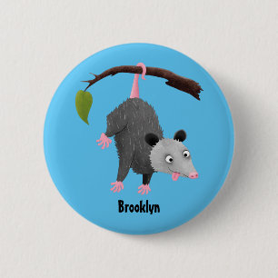 Niedliches lustiges Opossum aus Cartoon Button
