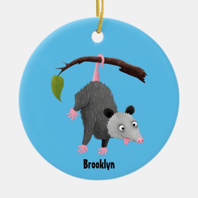 Niedliches lustiges Opossum aus Cartoon Keramik Ornament (Vorne)