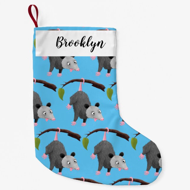 Niedliches lustiges Opossum aus Cartoon Kleiner Weihnachtsstrumpf (Vorderseite)