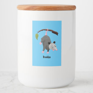 Niedliches lustiges Opossum aus Cartoon Lebensmitteletikett