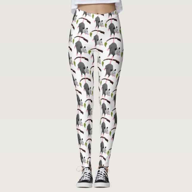 Niedliches lustiges Opossum aus Cartoon Leggings (Vorderseite)