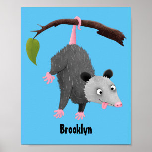 Niedliches lustiges Opossum aus Cartoon Poster