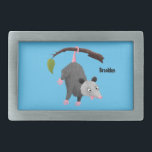 Niedliches lustiges Opossum aus Cartoon Rechteckige Gürtelschnalle<br><div class="desc">Dieses niedliche glückliche Opossum hängt nur zum Spaß herum! Gezeichnet im albernen Cartoon-Illustrationsstil.</div>