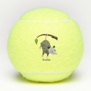 Niedliches lustiges Opossum aus Cartoon Tennisbälle