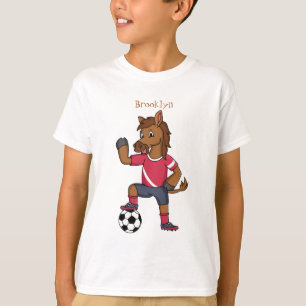 Niedliches lustiges Pferd beim Fußballspielen Car T-Shirt