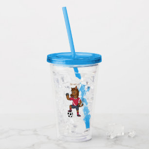 Niedliches lustiges Pferd beim Fußballspielen Cart Acryltrinkbecher