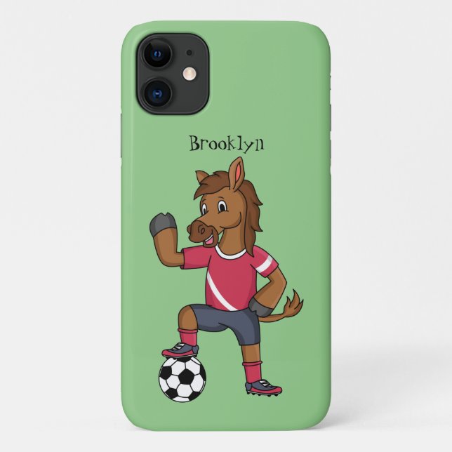 Niedliches lustiges Pferd beim Fußballspielen Cart Case-Mate iPhone Hülle (Rückseite)