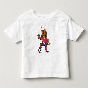 Niedliches lustiges Pferd beim Fußballspielen Cart Kleinkind T-shirt