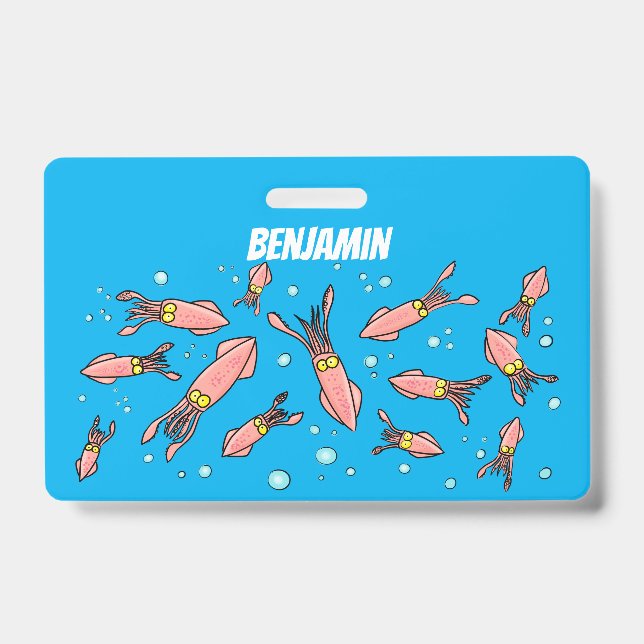 Niedliches, lustiges Rosa-Tintenfisch-Cartoon-Must Ausweis (Vorderseite)