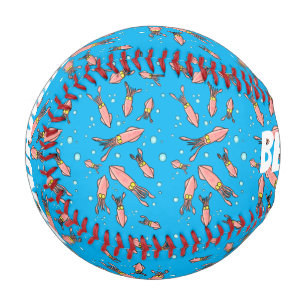 Niedliches, lustiges Rosa-Tintenfisch-Cartoon-Must Baseball