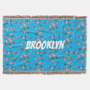 Niedliches, lustiges Rosa-Tintenfisch-Cartoon-Must Decke