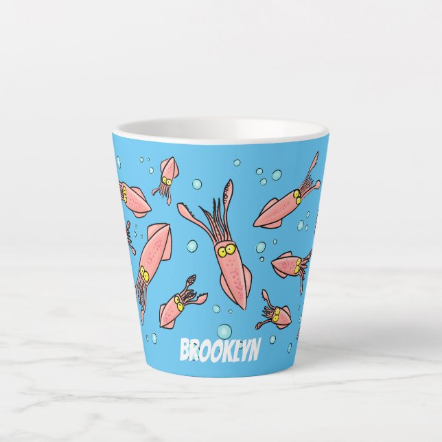 Niedliches, lustiges Rosa-Tintenfisch-Cartoon-Must Milchtasse (Vorderseite)