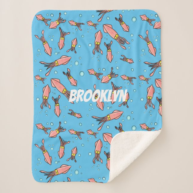 Niedliches, lustiges Rosa-Tintenfisch-Cartoon-Must Sherpadecke (Vorderseite)