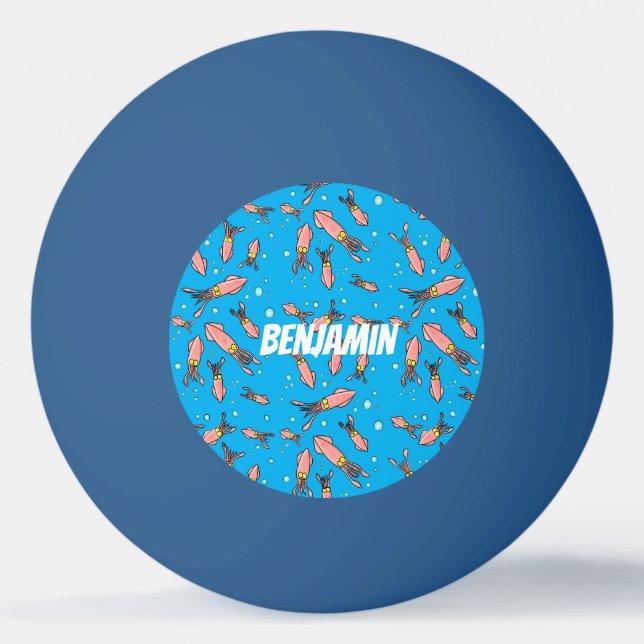 Niedliches, lustiges Rosa-Tintenfisch-Cartoon-Must Tischtennisball (Vorderseite)