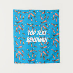 Niedliches, lustiges Rosa-Tintenfisch-Cartoon-Must Wandteppich