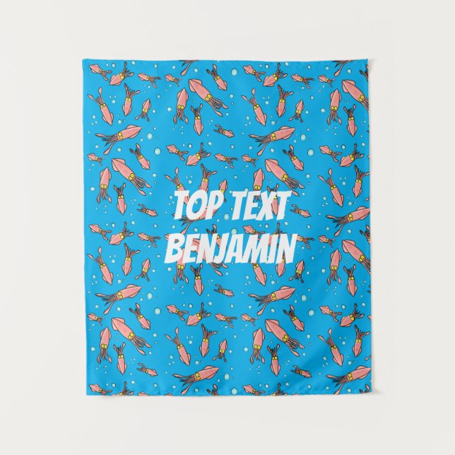 Niedliches, lustiges Rosa-Tintenfisch-Cartoon-Must Wandteppich (Vorderseite)