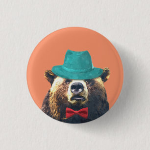 Niedliches lustiges Tier des Bären Wald Button