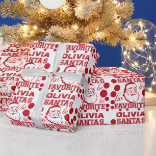 Niedliches lustiges Weihnachtsmann Rot Name-Olivia Geschenkpapier