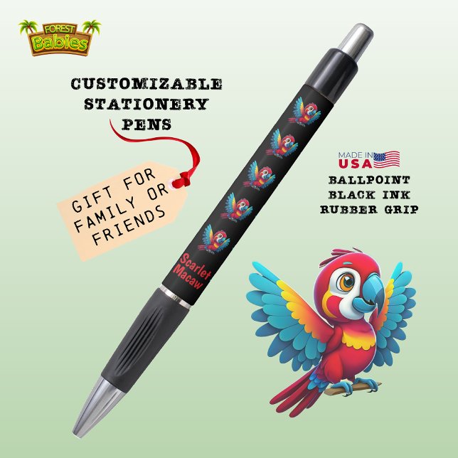 Niedliches Macaw farbenfrohe Parrot Tropenvögel Ti Kugelschreiber (Wild Tropical Character Illustration Made in USA Colorful Macaw Parrot Bird Wildlife Animal Pen 🐦🎁)