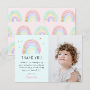 Niedliches Mädchen Abstrakter Regenbogen jedes Alt Dankeskarte