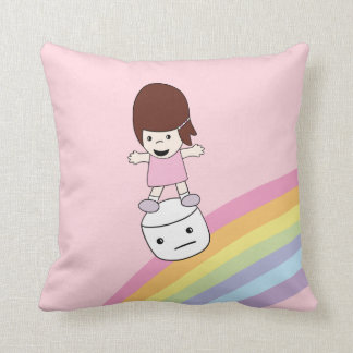 Niedliches Mädchen auf Eibischthrow-Kissen des Kissen