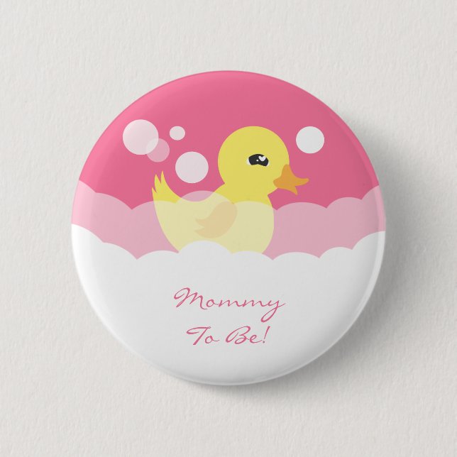 Niedliches Mädchen-Ducky Baby-Gummidusche Button (Vorderseite)