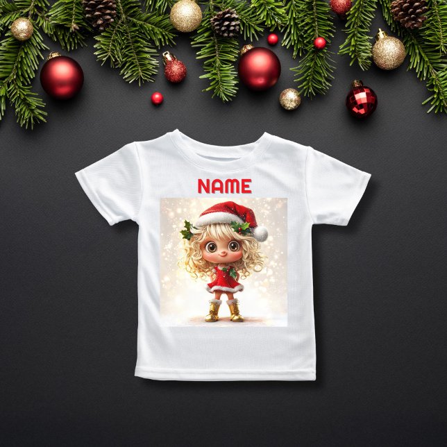 Niedliches Mädchen im klassischen Weihnachtsgesche T-Shirt (Von Creator hochgeladen)