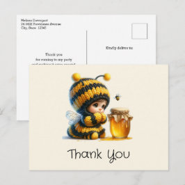Niedliches Mädchen in Bee Costume mit Honey Danke Postkarte