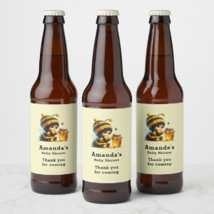 Niedliches Mädchen in Bee Costume mit Honey-Party Bierflaschenetikett