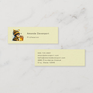 Niedliches Mädchen in BienenKostüm mit Honig Mini Visitenkarte