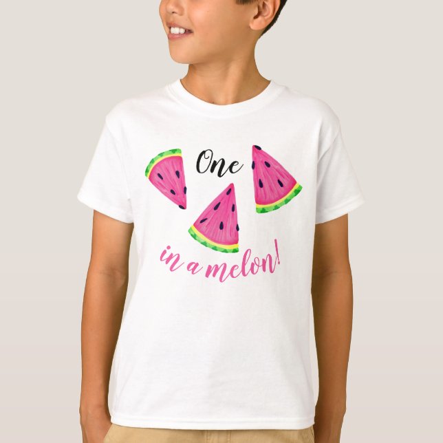 Niedliches Mädchen in einem Melon Wassermelone T-Shirt (Vorderseite)
