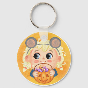 Niedliches Mädchen in einem Mousy Halloween-Kostüm Schlüsselanhänger