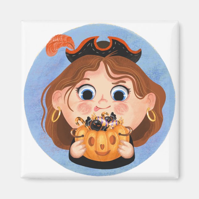 Niedliches Mädchen in einem Piratenkostüm Magnet (Vorne)