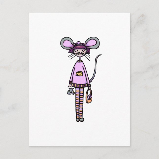 Niedliches Mädchen in Mouse Kostüm Postkarte (Vorderseite)