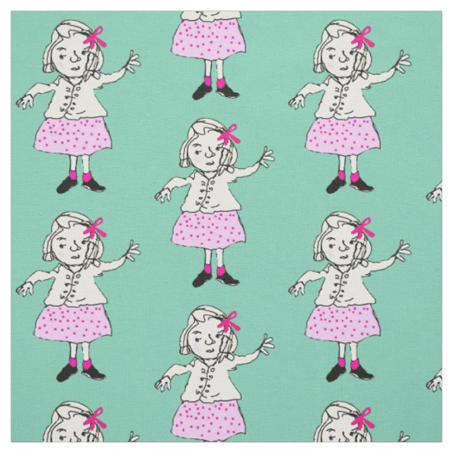 Niedliches Mädchen in Rosa und Minze Stoff (Muster)