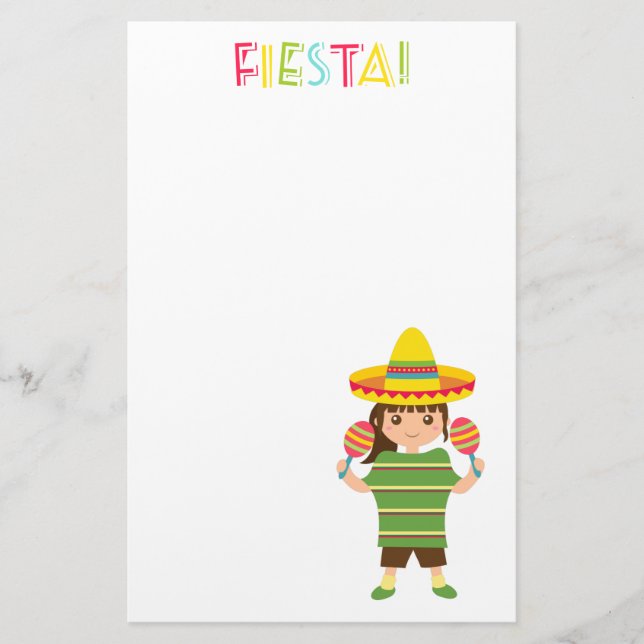 Niedliches Mädchen-mexikanische Fiesta Maracas Briefpapier (Vorderseite)