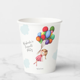 Niedliches Mädchen mit Balloons Abschiedsjargon Pa Pappbecher