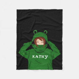 Niedliches Mädchen mit Green Frog Hoody Zeichnend Fleecedecke