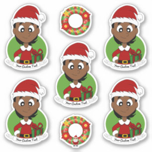 Niedliches Mädchen mit kurzem schwarzem Haar Urlau Aufkleber