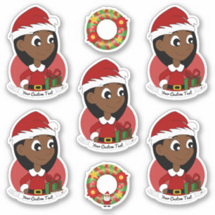 Niedliches Mädchen mit langem schwarzem Haar Carto Aufkleber