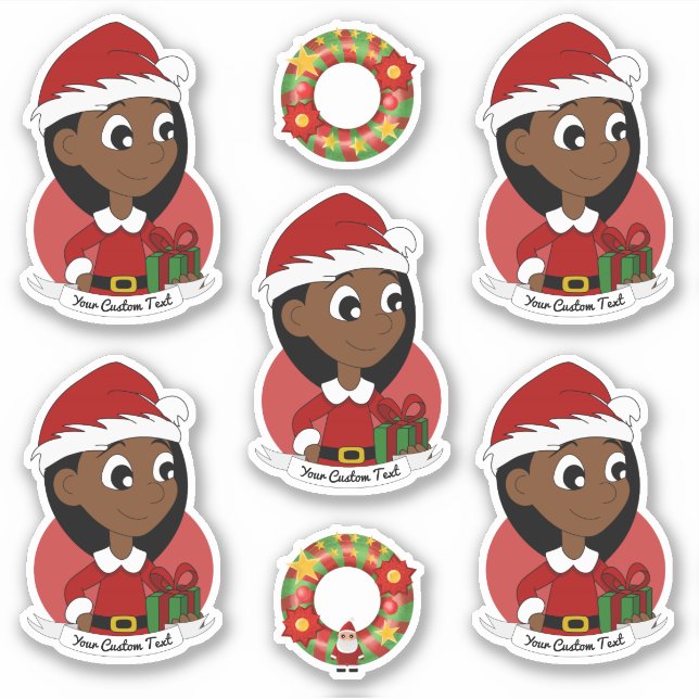 Niedliches Mädchen mit langem schwarzem Haar Carto Aufkleber (Vorderseite)