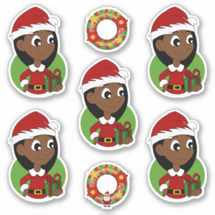 Niedliches Mädchen mit langem schwarzem Haar Urlau Aufkleber