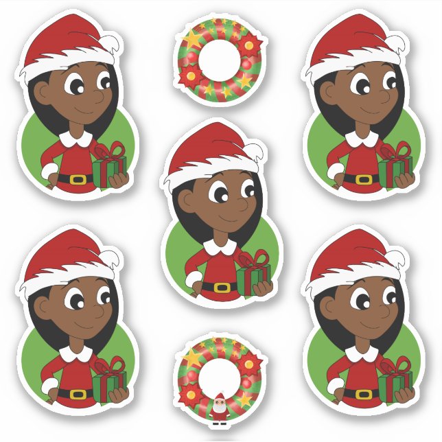 Niedliches Mädchen mit langem schwarzem Haar Urlau Aufkleber (Vorderseite)