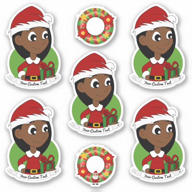 Niedliches Mädchen mit langem schwarzem Haar Urlau Aufkleber (Vorderseite)