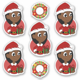 Niedliches Mädchen mit langem schwarzem Haar Urlau Aufkleber