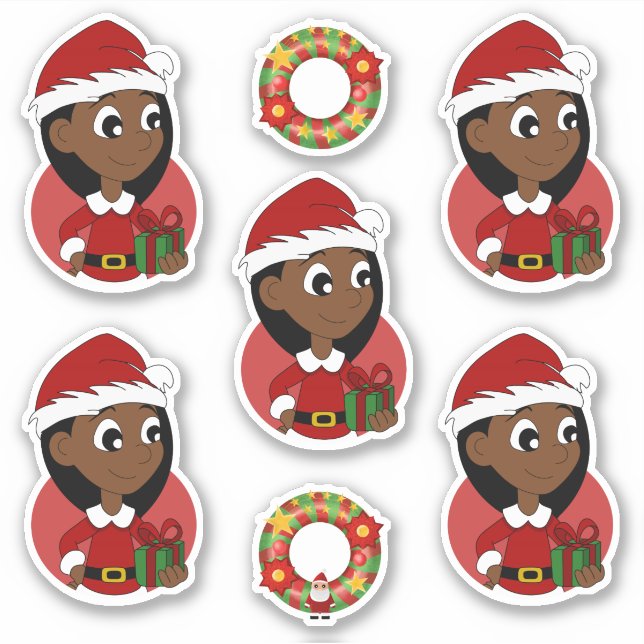 Niedliches Mädchen mit langem schwarzem Haar Urlau Aufkleber (Vorderseite)