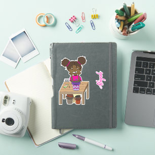 Niedliches Mädchen mit Personalisierter Vinyl-Aufk Aufkleber