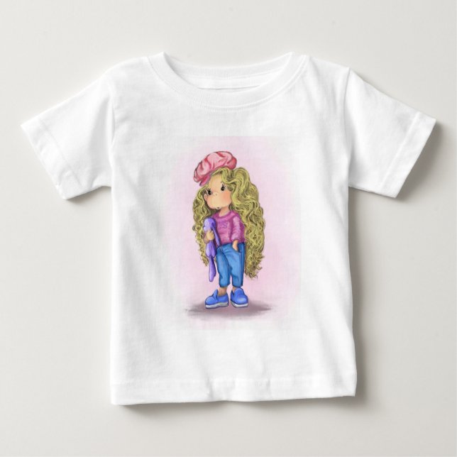 Niedliches Mädchen mit Toy Baby T - Shirt (Vorderseite)